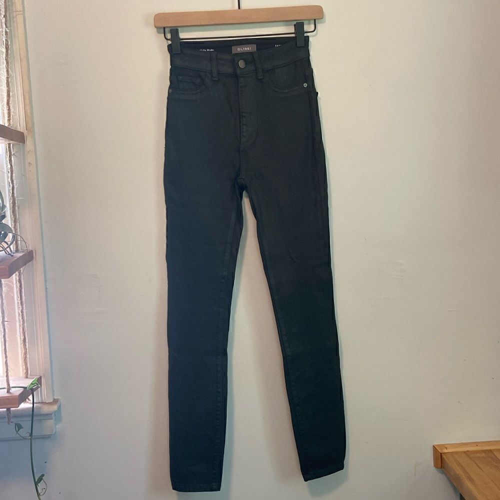 DL1961 Dark Green Farrow Ankle High Rise Instasculpt Skinny Jeans Size 25